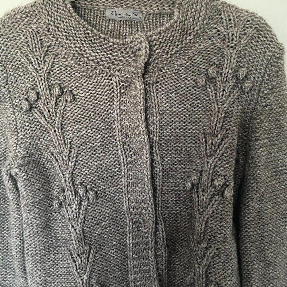 Anthropologie Elsamanda Sweater Brown Long Sleeve Knit Cardigan Sz M - Picture 6 of 12